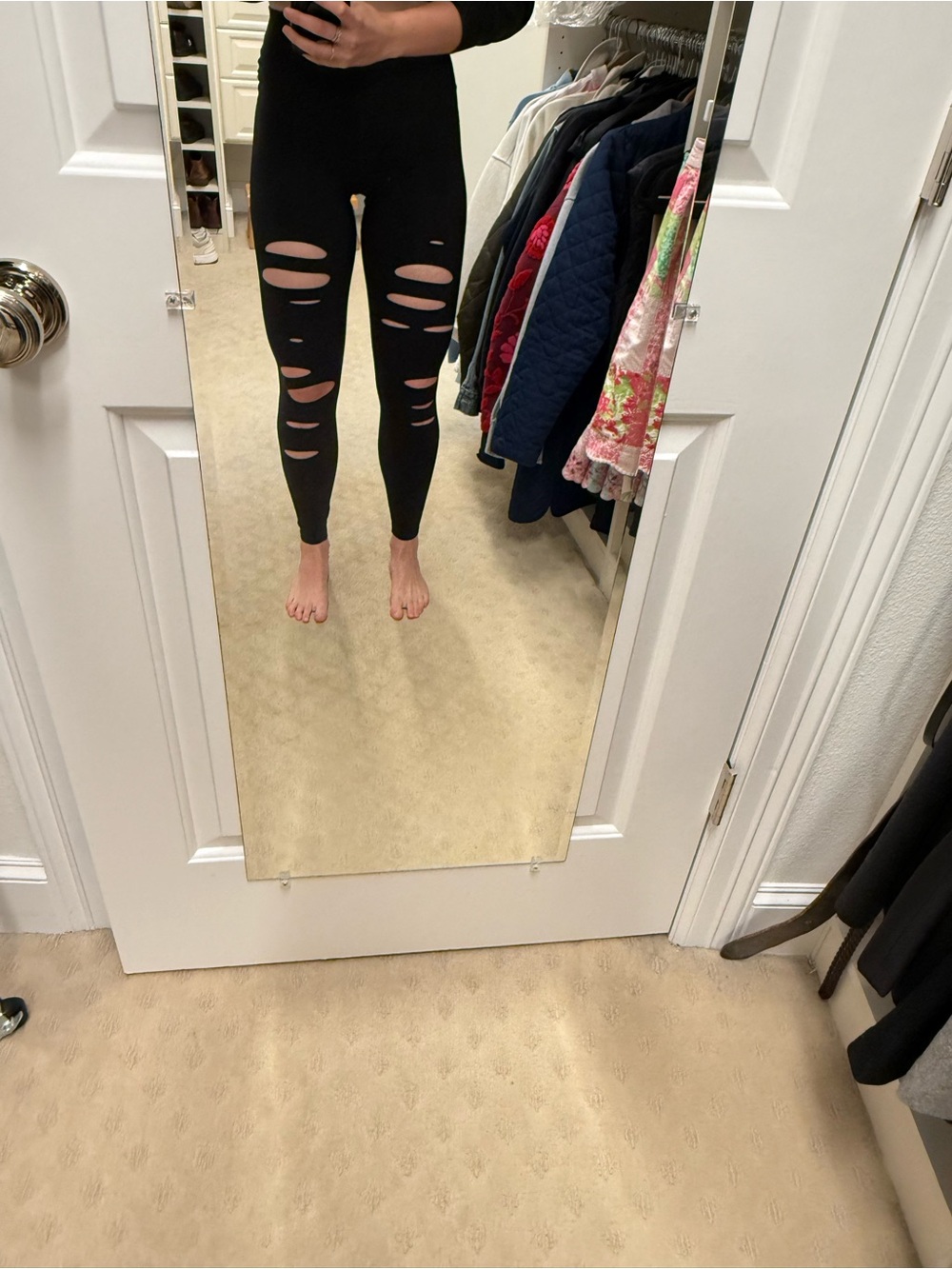 ALO Yoga - Black High-Waist Slashed Leggings - size S